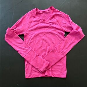 Lululemon Athletica Pink Fitted Long Sleeve T-Shirt